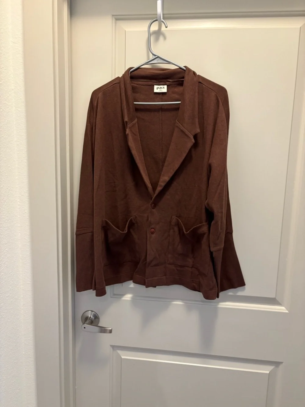Pact Brown Relaxed Organic Cotton Blazer NWOT Size L - Picture 3 of 5
